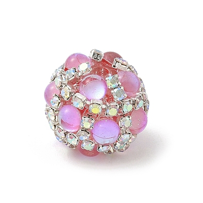 Sparkling Acrylic Encrusted Round Beads CLAY-NH0003-03S-1