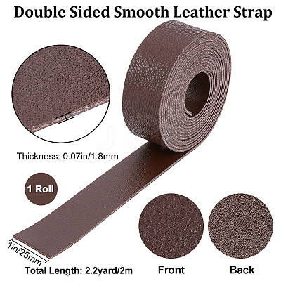 2M Flat Single Face Lychee Pattern Imitation Leather Band LC-WH0010-02A-02-1