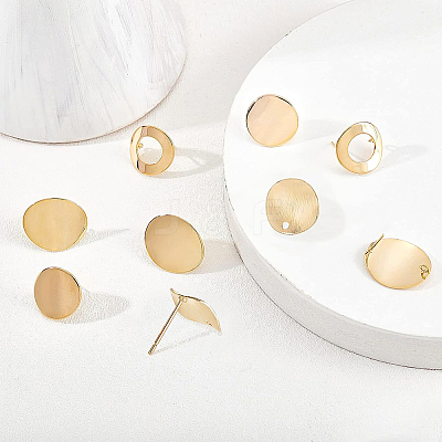 Brass Stud Earring Findings KK-BC0006-45G-1
