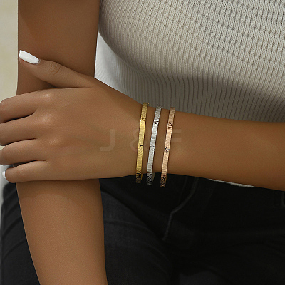 3Pcs Classic Stainless Steel Hinged Bangles for Women UP3566-1