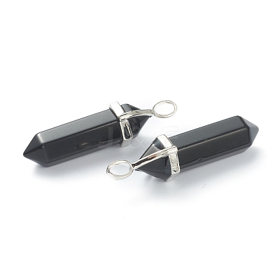 Natural Obsidian Pointed Pendants G-M378-01P-A17-1