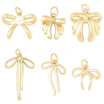 18Pcs 6 Styles Brass Pendants KK-BBC0022-50-1
