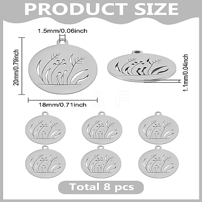 8Pcs 201 Stainless Steel Pendants STAS-LP0003-47-1