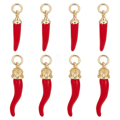 8Pcs 2 Styles Brass Enamel Pendants KK-PH0012-72-1