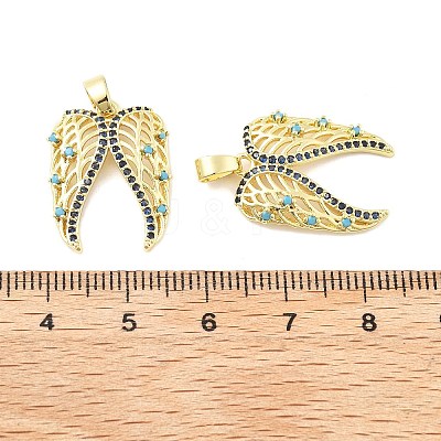 Wings Brass Micro Pave Cubic Zirconia Pendants KK-M325-11G-1