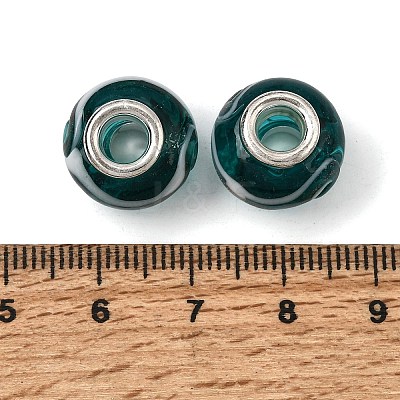 Rondelle Handmade Gold Sand Lampwork European Large Hole Beads LPDL-R007-07A-1