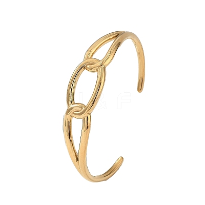 Ion Plating(IP) 304 Stainless Steel Cuff Bangles for Women BJEW-Z078-16G-1