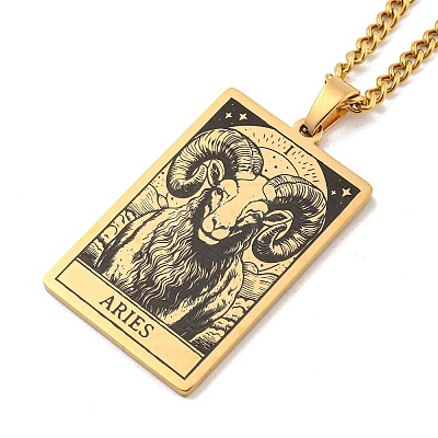 304 Stainless Steel Tarot Pendant Necklaces NJEW-A026-01G-01-1