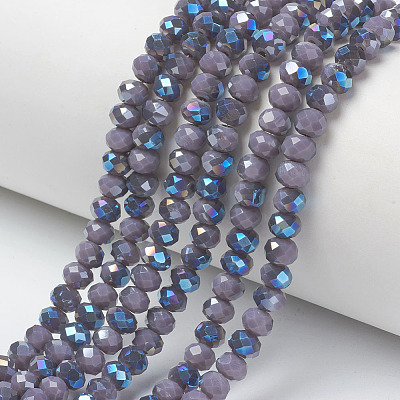 Electroplate Opaque Solid Color Glass Beads Strands EGLA-A034-P4mm-I17-1