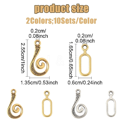 20 Sets 2 Style Alloy Hook and Eye Clasps FIND-YW0007-35-1