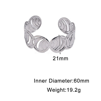 304 Stainless Steel Hollow Ring Open Cuff Bangles for Women WG17EC0-02-1