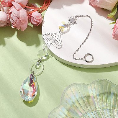 Glass & 201 Stainless Steel Suncatchers HJEW-JM01897-1