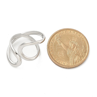 304 Stainless Steel Open Cuff Ring for Women RJEW-M025-02P-1