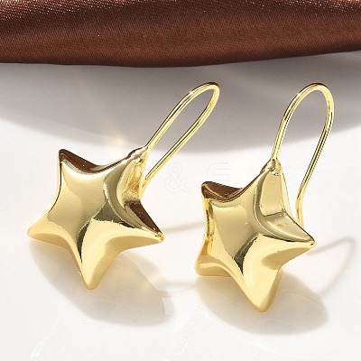 Star Brass Dangle Earrings EJEW-B132-05G-1
