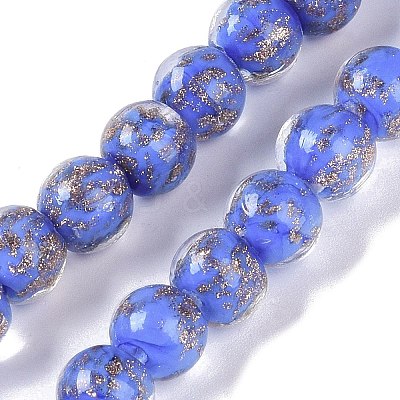 Handmade Gold Sand Lampwork Beads LAMP-Z009-01O-1