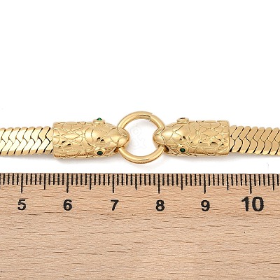 304 Stainless Steel Green Cubic Zirconia Snake Link Flat Snake Chain Necklaces for Women NJEW-Z071-02G-1
