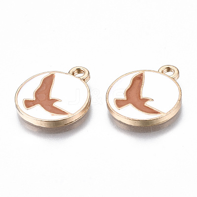 Light Gold Plated Alloy Enamel Pendants ENAM-T009-78A-RS-1