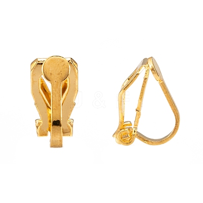 Brass Clip-on Earring Findings for Non-Pierced Ears X-EC110-G-1