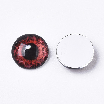 Flat Back Glass Cabochons GGLA-R023-8mm-01-1