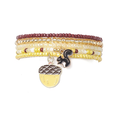 5Pcs 5 Style Glass Seed Beaded Stretch Bracelets Set BJEW-JB09395-1