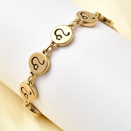 12 Constellations 304 Stainless Steel Link Chain Bracelets BJEW-I239-01G-12-1