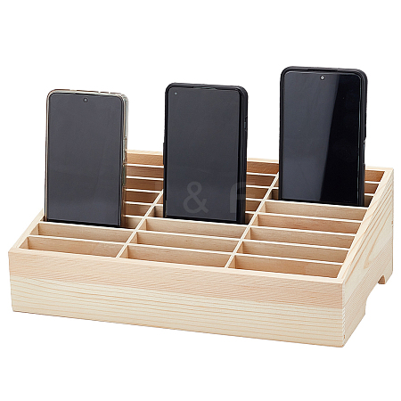 24-Grid Wooden Cell Phone Storage Box AJEW-WH0258-969A-1