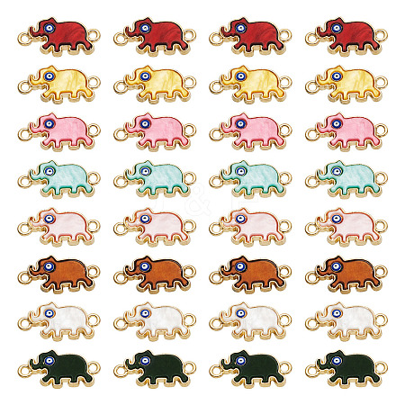 48Pcs 8 Colors Alloy Enamel Elephant Connector Charms ENAM-TA0001-80G-1