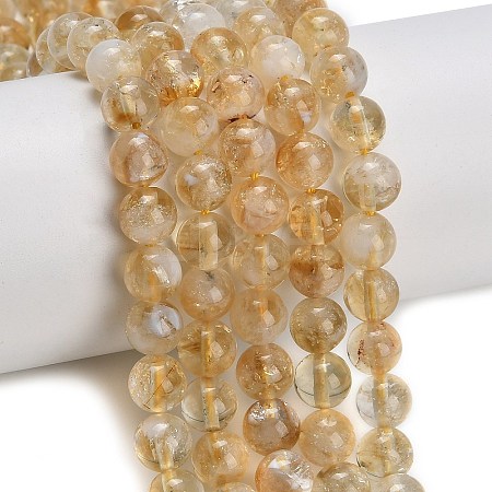 Heated Natural Citrine Beads Strands G-C293-A03-8mm-1