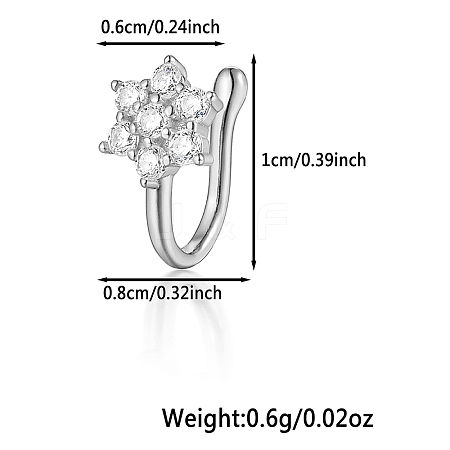 925 Sterling Silver Pave Clear Cubic Zirconia Nose Rings WG4393-10-1