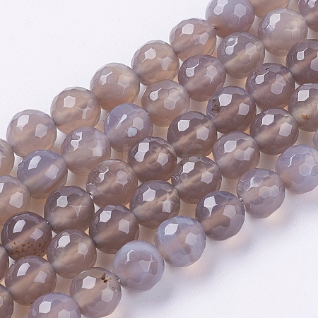 Natural Grey Agate Beads Strands X-G-G580-8mm-08-1