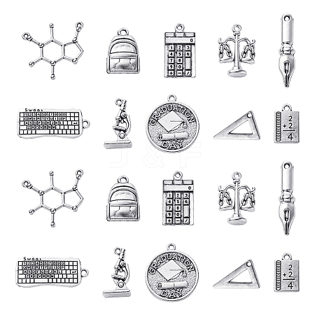 100Pcs 10 Styles Tibetan Style Alloy Pendants TIBEP-CJ0001-92-1