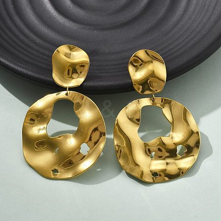304 Stainless Steel Dangle Stud Earrings for Women EJEW-K268-13B-G-1
