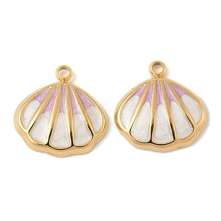 304 Stainless Steel Enamel Pendants STAS-U057-15G-B-1