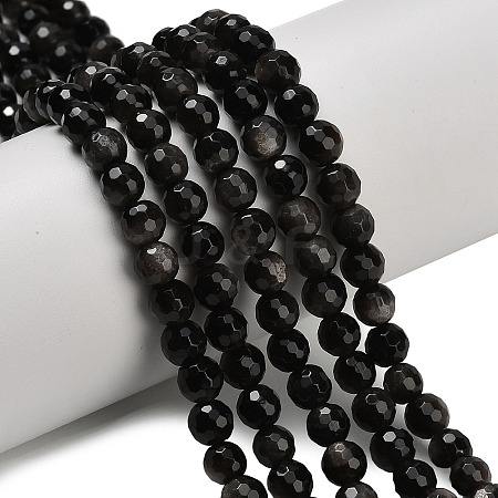 Natural Silver Obsidian Beads Strands G-C280-B08-6mm-1