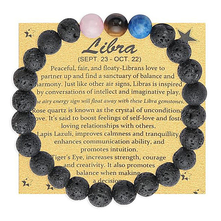 Round Natural Lava Rock Beaded Elastic Bracelets IS1463-5-1