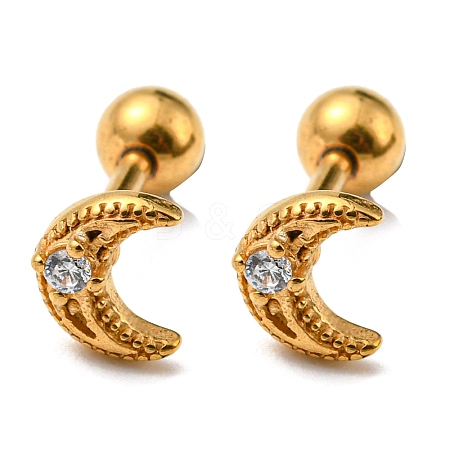 Ion Plating(IP) 304 Stainless Steel with Rhinestone Stud Earrings EJEW-Z034-19G-1