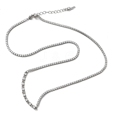 Brass Pave Clear Cubic Zirconia Tennis Necklace Making KK-B189-04P-1