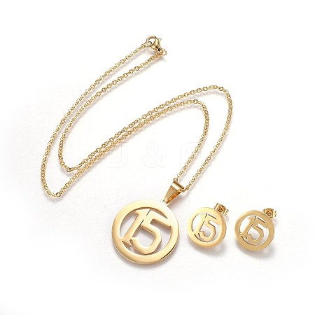 304 Stainless Steel Jewelry Sets SJEW-P158-03G-1