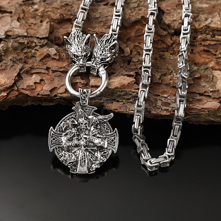 Vintage Zinc Alloy Viking Pendant Necklaces for Men WGF2FB9-02-1