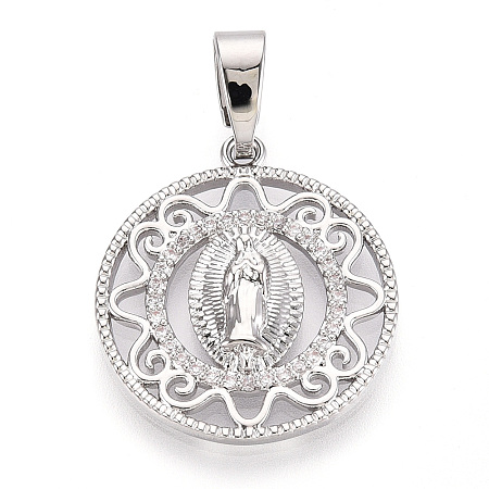Brass Micro Pave Clear Cubic Zirconia Pendants KK-N268-53P-1