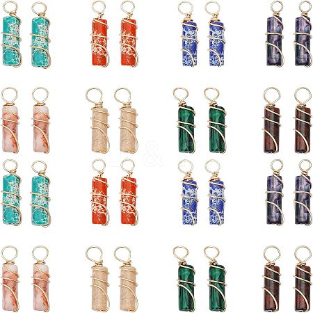 CHGCRAFT 32Pcs 8 Style Natural & Synthetic Gemstone Pendants FIND-CA0006-53-1