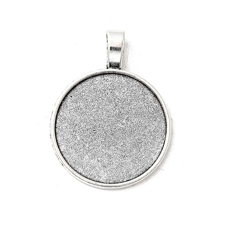 Tibetan Style Alloy Flat Round Pendant Cabochon Settings TIBEP-M022-14AS-1