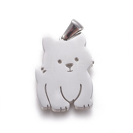 304 Stainless Steel Puppy Pendants STAS-F219-07P-1