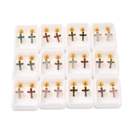 Glitter Cross Ear Fake Plugs EJEW-H105-30G-1