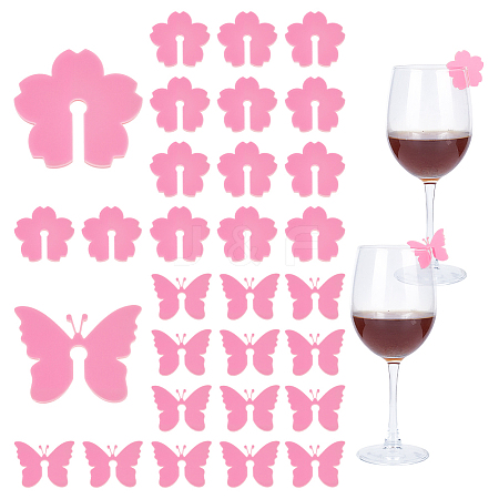 HOBBIESAY 2 Bags Flower & Butterfly Acrylic Wine Glass Charms OACR-HY0001-23B-1