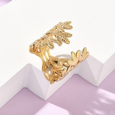Adjustable 304 Stainless Steel Cuff Open Rings for Women RJEW-Z122-03G-05-1