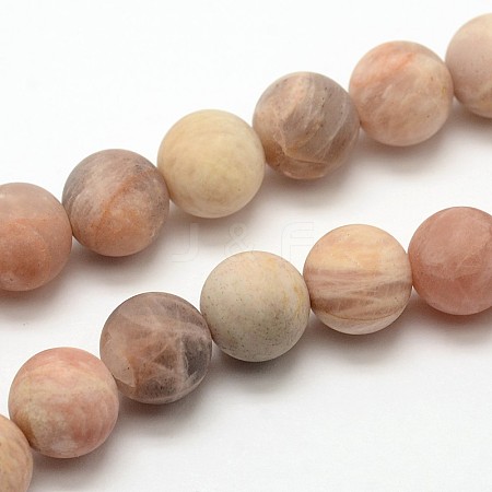 Natural Sunstone Frosted Round Bead Strands LS-G-O039-07-8mm-1