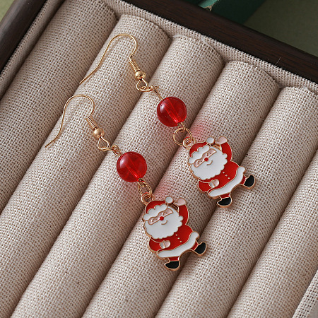Alloy Enamel Santa Claus Dangle Earrings FS-WGCA223-01-1