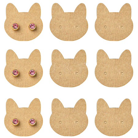 100Pcs Cat Shaped Paper Earring Display Cards EDIS-YW0001-09C-1