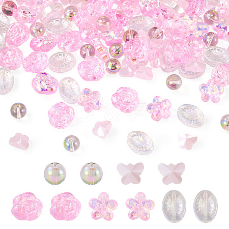 100Pcs 5 Styles Electroplate Transparent Glass Beads EGLA-TA0013-35B-1